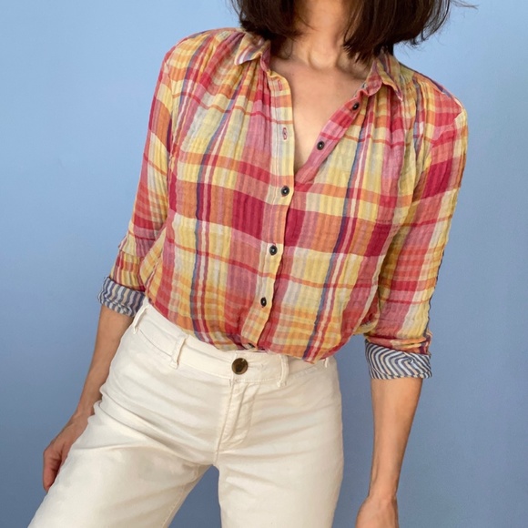 Anthropologie Tops - Anthropologie Holding Horses Plaid Button Up Shirt